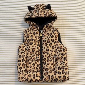Member’s Mark Leopard Print Hooded Puffer Vest with Ears Size 2T